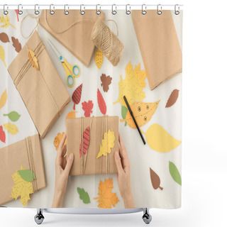 Personality  Woman Handcrafting Autumn Gifts Shower Curtains