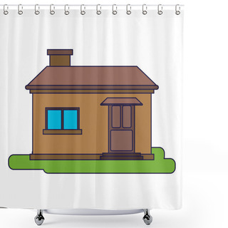 Personality  House Real Estate Cartoon Isolated Shower Curtains
