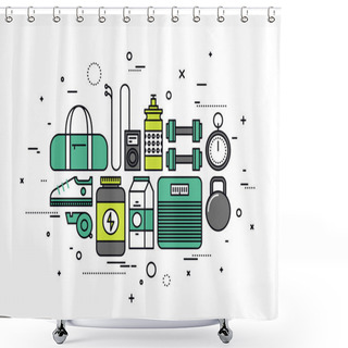 Personality  Fitness Sportswear Line Style Illustration Shower Curtains