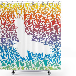 Personality  Abstract Rainbow Predator Bird And Its Prey Shower Curtains