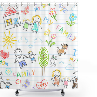 Personality  Seamless Background - Happy Family Shower Curtains
