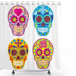 Personality  Holy Death, Day Of The Dead, Mexican Sugar Skull Shower Curtains
