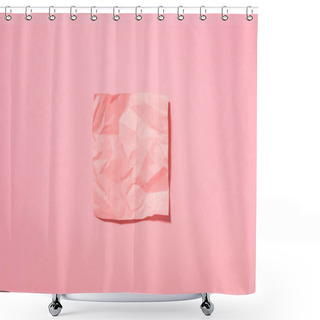 Personality  View From Above Of Crumpled Empty Stick It Note On Pink Shower Curtains