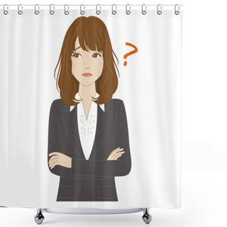 Personality  Thinking Young Woman In Business Suit Shower Curtains