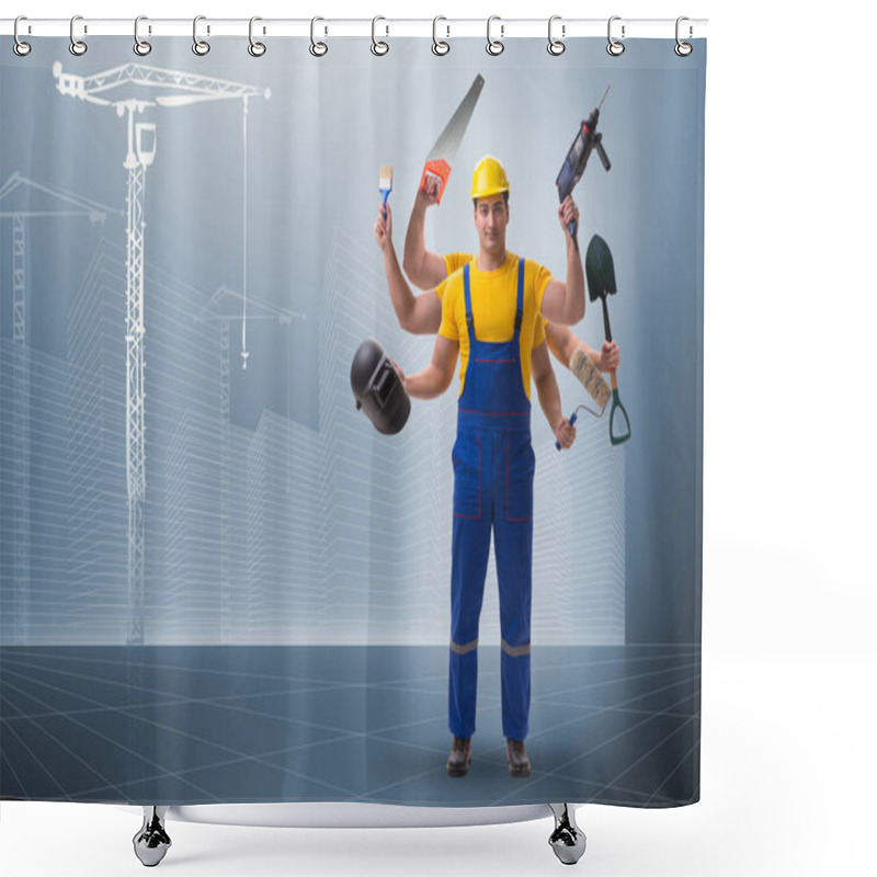 Personality  Jack Of All Trades Concept With Worker Shower Curtains