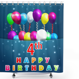 Personality  Year Happy Birthday Card With Balloons And Ribbons, 17th Birthday - Vector EPS10 Shower Curtains