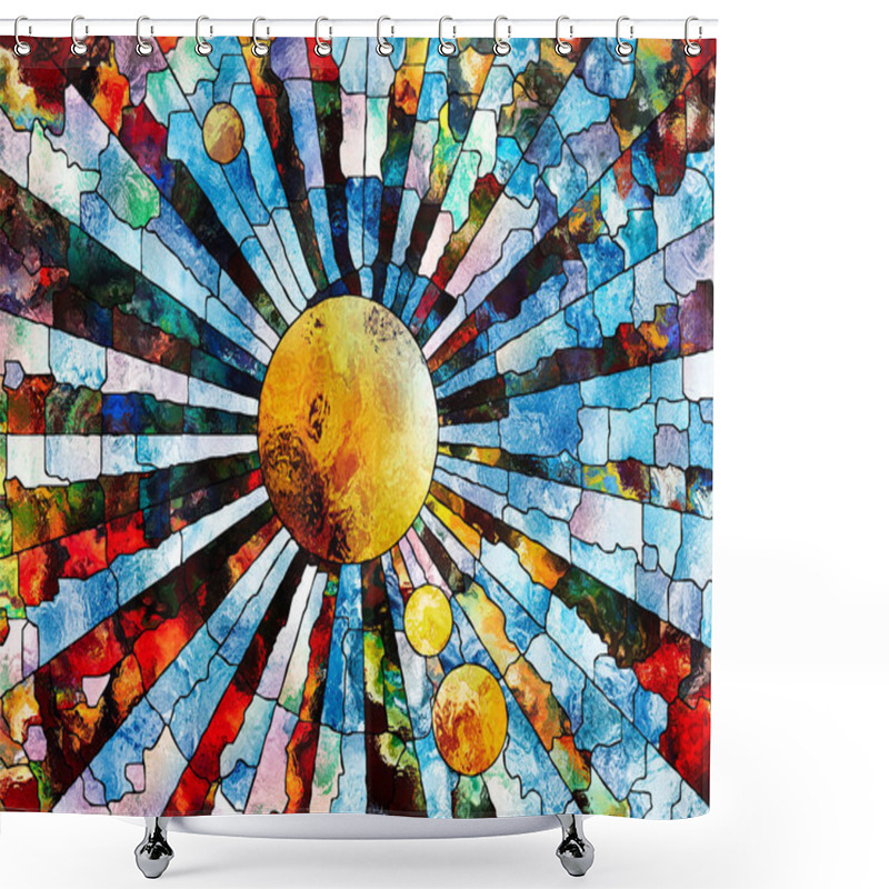 Personality  Stained Glass Forever Series. Stylized Planet Executed With Mosaic Style On The Subject Of Science, Education, Astronomy And Nature Shower Curtains