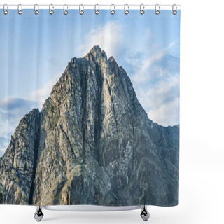 Personality  Beautiful Views And Landscape Of Altai Nature. The Majestic Landscape Of High Mountains And Cliffs Against A Blue Sky With Clouds On A Sunny Day. Shower Curtains