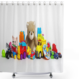 Personality  Toys On A White  Shower Curtains
