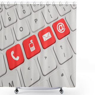 Personality  Contact Us - Keyboard - Red Shower Curtains