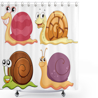 Personality  Four Snails With Different Shells Shower Curtains