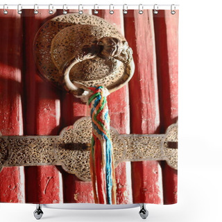 Personality  Red Door-brass Doorknob-braided Tassel. Potala-Lhasa-Tibet. 1387 Shower Curtains