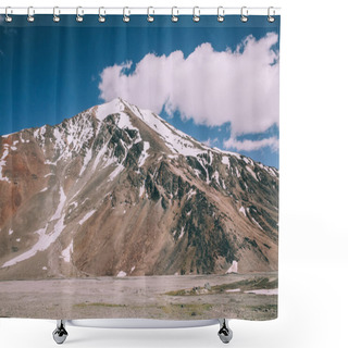 Personality  Majestic Snow Capped Mountain Peak In Indian Himalayas, Ladakh Region Shower Curtains
