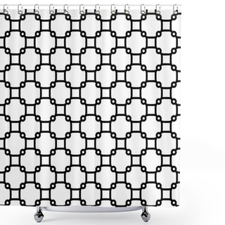 Personality  Geometric Seamless Vector. Black And White Grill Shower Curtains