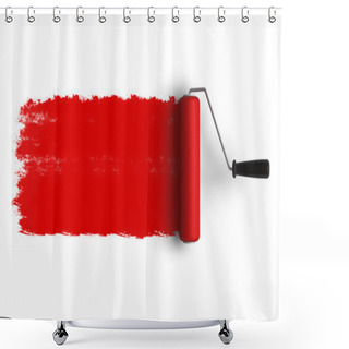 Personality  Red Roller Brush With Trail Of Paint Shower Curtains
