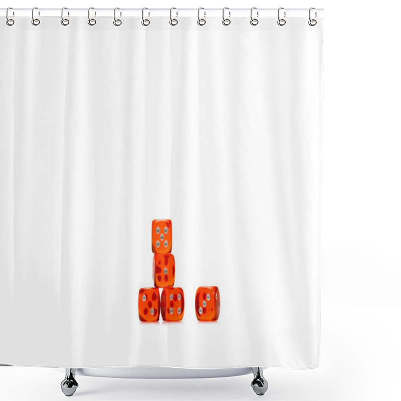 Personality  Background With Red Dice Isolated On White Shower Curtains