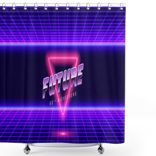 Personality  Background Landscape 80s Style. Synthwave, Retrowave Wallpaper Designs. Vector Eps 10 Shower Curtains