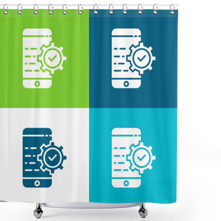 Personality  Application Flat Four Color Minimal Icon Set Shower Curtains