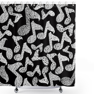 Personality  Music Notes Seamless Pattern, Musical Theme Repeating Vector Bac Shower Curtains