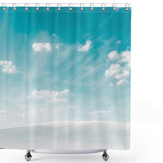 Personality  Beautiful Beach With White Sand And Blue Sky With White Clouds Shower Curtains