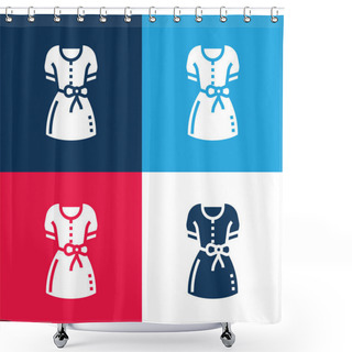 Personality  Blouse Blue And Red Four Color Minimal Icon Set Shower Curtains