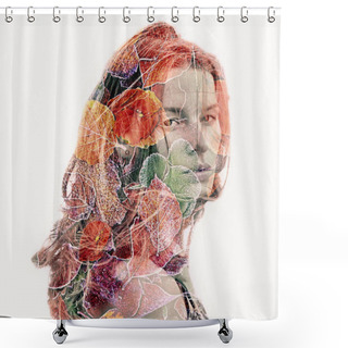 Personality  Lateral Portrait Of A Young Woman As Art Object  Shower Curtains