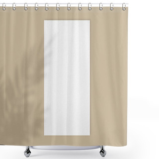 Personality  Blank White Poster Mockup On Light Pastel Brown Background With Moody Flower Shadow, Front View A4 Paper Sheet With Copy Space, Close-up Real Picture Shower Curtains
