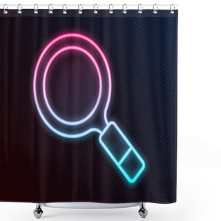 Personality  Glowing Neon Line Magnifying Glass With Search Icon Isolated On Black Background. Detective Is Investigating.  Vector. Shower Curtains