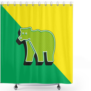 Personality  Bear Green And Yellow Modern 3d Vector Icon Logo Shower Curtains