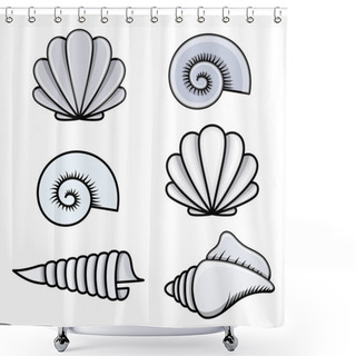 Personality  Seashells - Cartoon Vector Illustration Shower Curtains