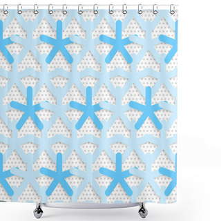 Personality  Blue 3d Net On Textured White And Gray Pattern Shower Curtains