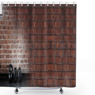Personality  Dumbbells And Kettlebells In Gym With Bricks Transition Shower Curtains