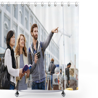 Personality  Diverse Group Of Friends Traveling Shower Curtains