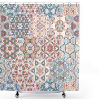 Personality  Vector Set Of Hexagonal Patterns. Shower Curtains