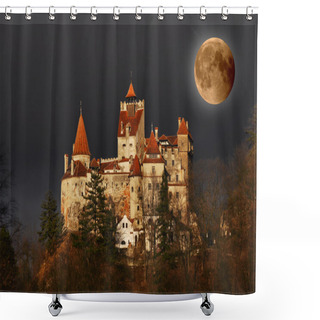 Personality  Dracula's Castle On Full Moon Shower Curtains