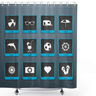 Personality  Summer Icons Vector Illustration   Shower Curtains