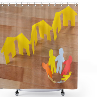 Personality  Paper Cutout People Standing In A Circle Shower Curtains