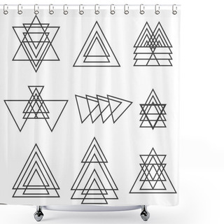 Personality  Set Of Geometric Shapes. Trendy Geometric Icons Shower Curtains