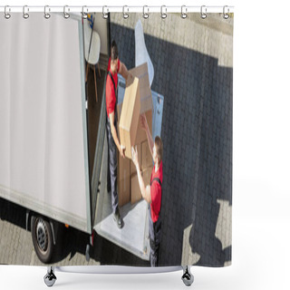 Personality  Furniture Removal Using Truck. Mover With Box Shower Curtains