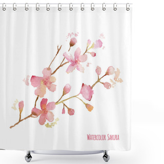 Personality  Watercolor Sakura Shower Curtains