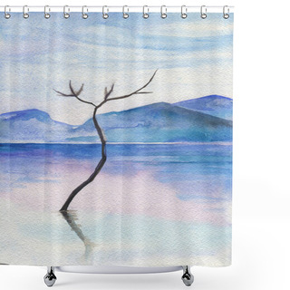 Personality  Ocean Watercolor Hand Painting Illustration. Shower Curtains