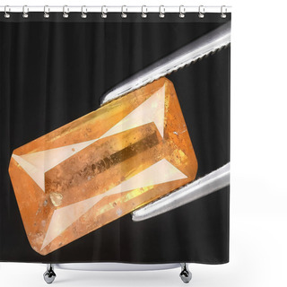 Personality  Natural Yellow Sapphire Rough Gem On Background Shower Curtains