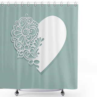 Personality  White Heart Made Of Paper Shower Curtains