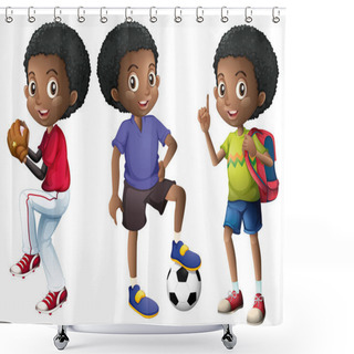 Personality  A Set Of African Boy Illustration Shower Curtains