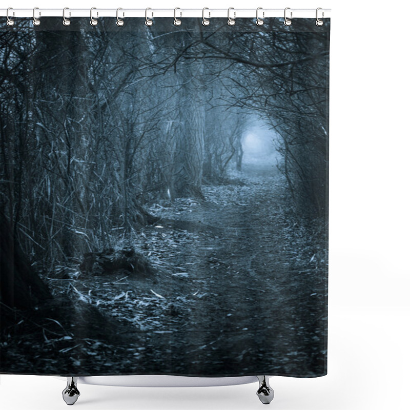 Personality  Dark Spooky Passage Through The Forest Shower Curtains