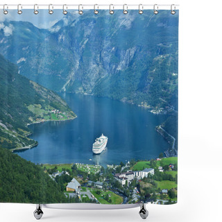 Personality  Cruise Ship In Geiranger, Norway Shower Curtains