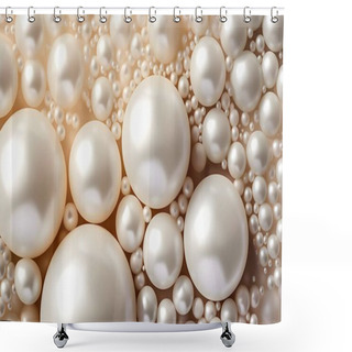 Personality  Beautiful Pearls On White Silk, Space For Text. Shower Curtains