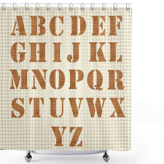 Personality  Old Grunge Wooden Alphabet, Vector Set Shower Curtains