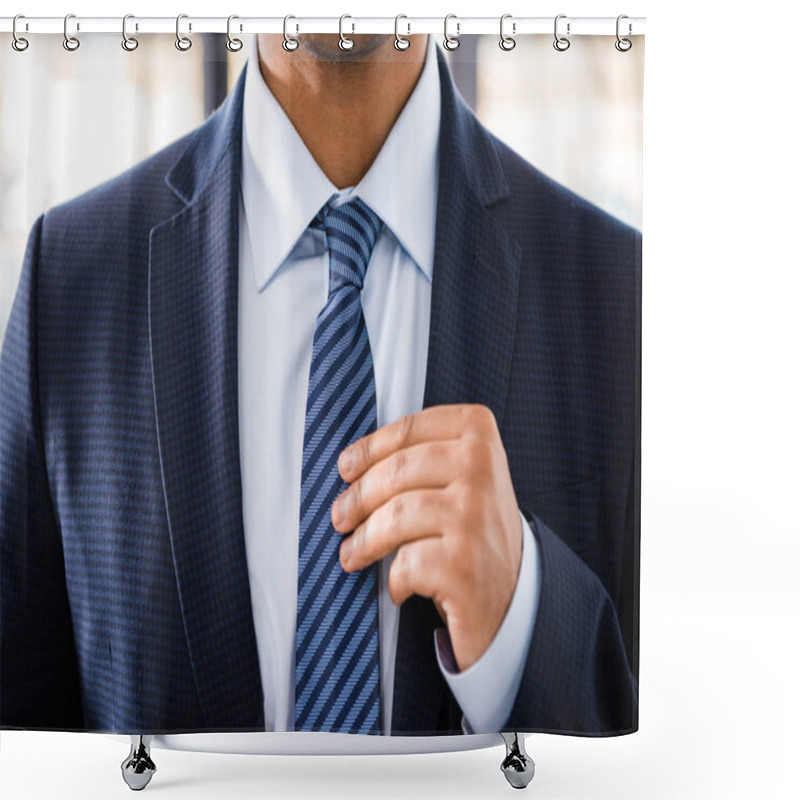 Personality  Businessman Tying Necktie  Shower Curtains