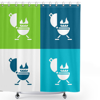 Personality  Barbeque Flat Four Color Minimal Icon Set Shower Curtains